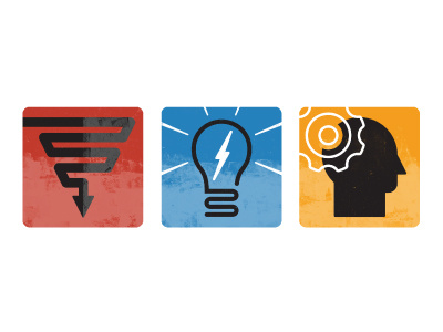 Productivity Icons business cog funnel gear grunge lightbulb productivity rounded corners vector
