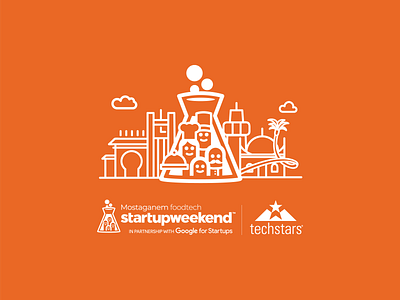 Techstars Startup Weekend foodtech - Mostaganem algeria art artwork city event flat google illustration logo monument orange outline outlined startup tango techstars white