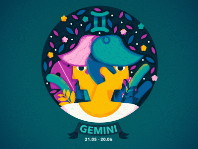 Gemini zodiac after effects animation gemini illustration motion motion designer zodiac