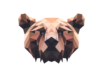 Grizzly animal bear design flat geometric illustration polygon simple
