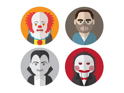 Classic Horror Avatars adobe avatar cartoon design flat horror icon illustrator simple