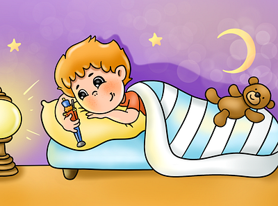 Illustration for the fairy tale "the Wounded soldier" app art artist boy cartoon character childrens book childrens illustration colorful design draw fun graphic design illustraion illustrator light night soldier teddy bear toy