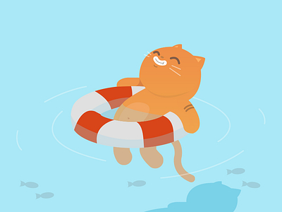 Kitty is on vacation cat kitty sticker pack stickers swim pool telegram