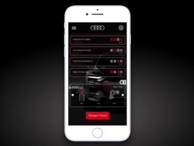 Reward Points Redemption App for Audi audi interactive iphone 8 product design reward points rewards sketch ui user experience user interface ux