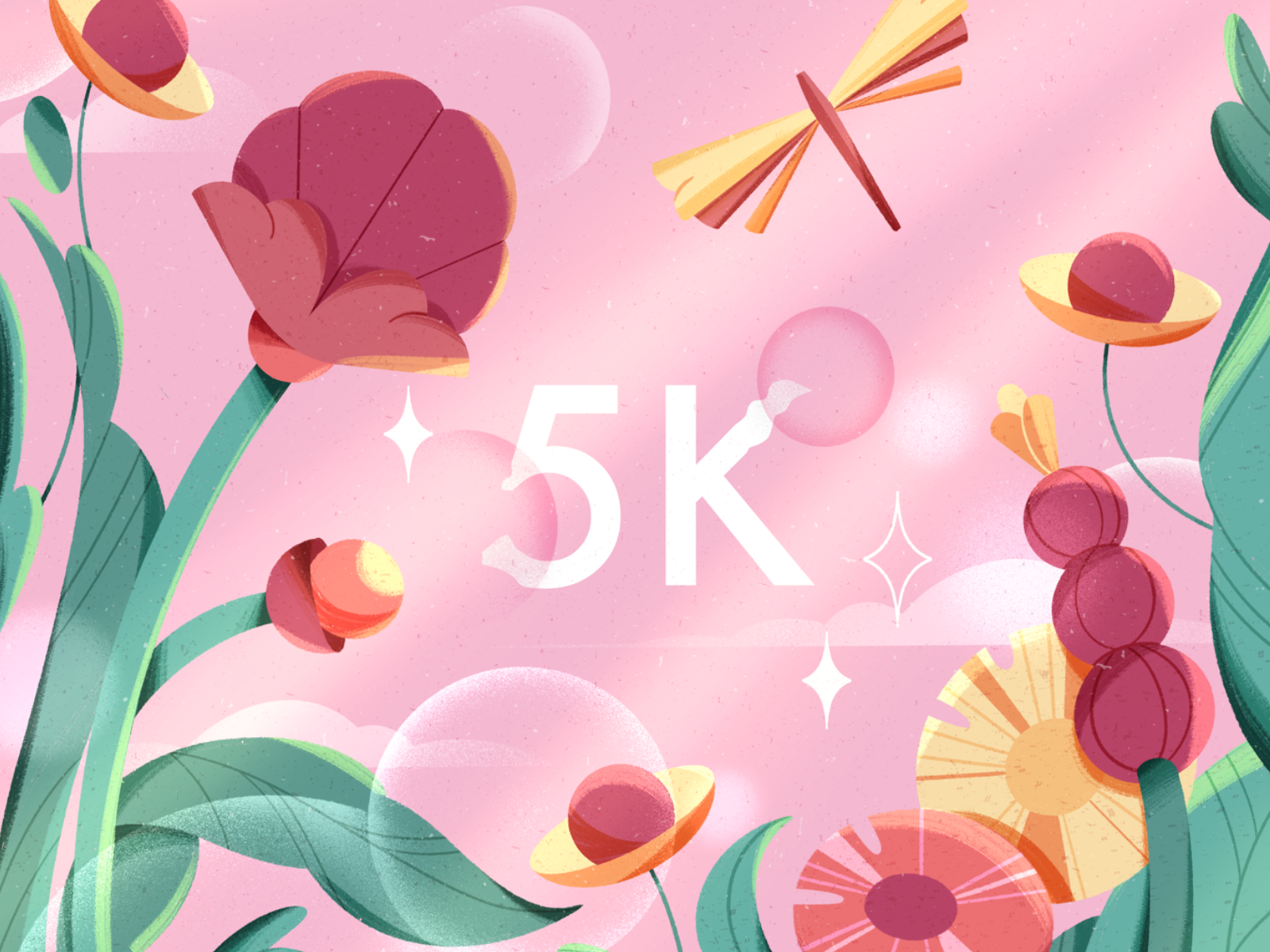 5К FOLLOWERS art illustration design artists flowers follower graphic graphics illustration invite