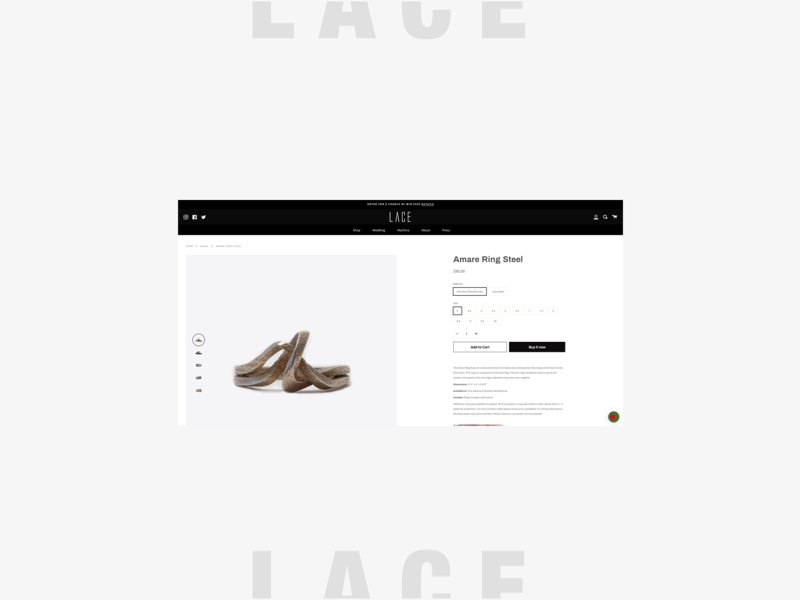 Jewelry Product Page Design - LACE by MOTIF® on Dribbble