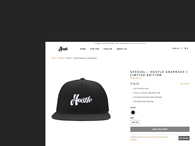 Product Page Design of Hustle Hat By Digital Develop ecommerce product page product page design shopfiy shopify experts ux