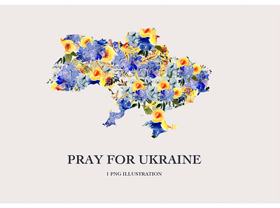 Pray for Ukraine bohemian wedding clipart graphics floral map flowers illustration map pease ukraine watercolor flowers