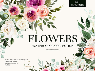 Flowers. Watercolor collection