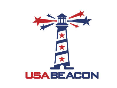Usa Beacon Logo american bay beacon lighthouse marine oceanic patriotic searchlight star usa