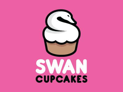 Swan Cupcakes Logo animal bakery bird cake cookie cupcake geese goose swan sweet