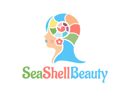 Sea Shell Beauty Logo beauty clam face fashion feminine girl marine oceanic shell woman