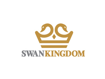 Swan Kingdom Logo animal bird crown duck duckling geese gold golden goose kingdom royal swan