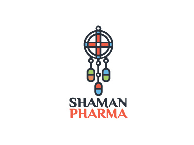 Shaman Pharma Logo care cross dream drug healthcare logo medical medicine pharmacy pill shaman web