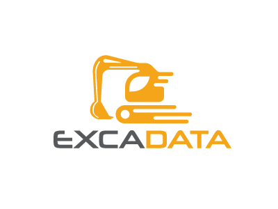 Excavator Data Logo automobile bucket carriage excavate excavator services software technology tool tracks work working