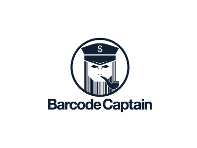 Barcode Captain Logo bar code barcode beard captain logo market price pricing sailing sailor ship