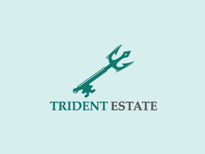 Trident Estate Logo architecture build building city construction key lock logo skyline tower trident