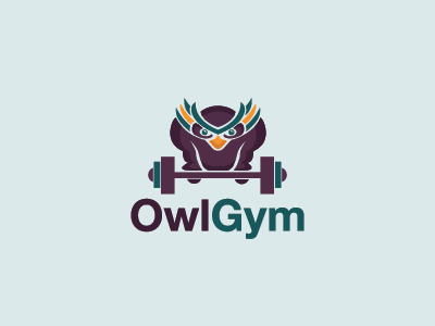 Owl Gym Logo animal bird body building brand fitness gym logo logo design mascot muscle owl workout