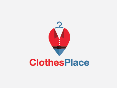 Clothes Place Logo clothing fashion fashionwear location logo logo design map material place pointer shop store