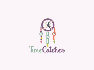 Time Catcher Logo alarm clock decoration dream feather handmade hour native american program technology time tribal