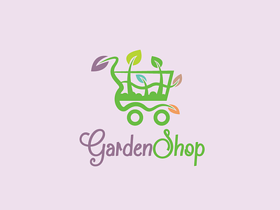 Garden Shop Logo basket buy ecological environment garden herb leaves market natural nature plant shopping