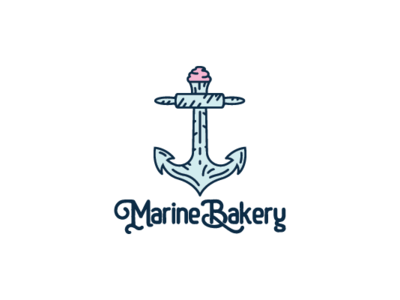 Marine Bakery Logo anchor bake bakery cake confectionery cupcake food marine oceanic pastry sweets