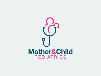 Mother And Child Pediatrics Logo baby care child children doctor logo medic medical mother parent parenting pediatrics stethoscope