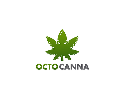 Octo Canna Logo animal canna cannabis care cbd design hemp leaf logo logo design logos marine mascot medical medicine natural oceanic octopus squid tentacles