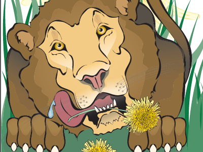 Dandy Lion flowers illustration lion stylized