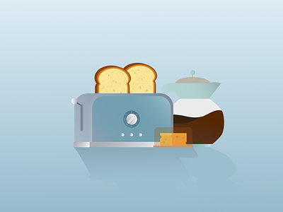 Coffee and Toasts affinity americana bake bread breakfast cafe cheese coffee dinner drink food illustraion isometric lunch toast toaster vector