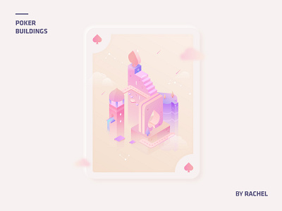 Poker buildings project | Spades illustration isometric poker cards spades spades card vector