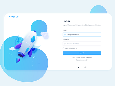 Rocket Login UI login rocket sign in space