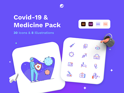 Covid-19 & Medicine Pack covid covid 19 design illustration medical medicine