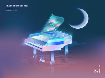 Rhythm of summer design graphic illustration piano summer vector