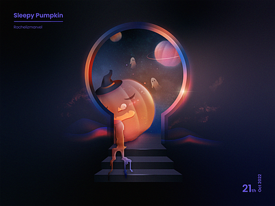 Sleepy Pumpkin design halloween illustration pumpkin vector