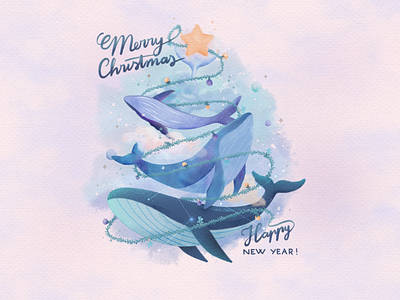 Christmas whales christmas design illustration whale whales