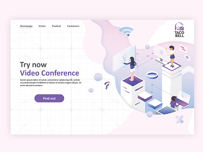 Video Conference Landing page design illustration isometric ui