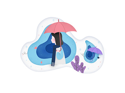 Girl in Umbrella Illustration design girl graphic illustration illustrator umbrella