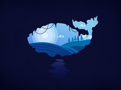 101 ideas about Whale - Whalien no 35 - Cave design graphic illustration landscape vector whale whales