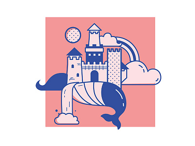 Castle on my Whale castle design graphic illustration vector whale whales