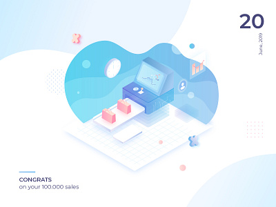 Congrats on your sales - Illustration congrats congratulation design graphic hero banner illustration isometric machine sale vector