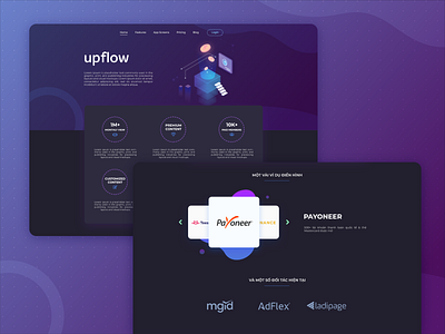 Upflow Dark UI Design dark dark mode dark theme dark ui design graphic hero banner illustration landing page ui