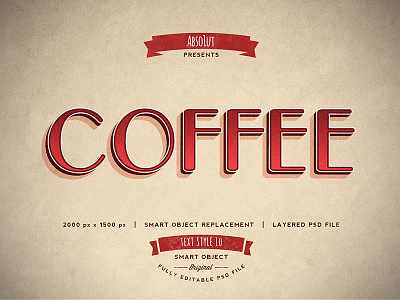 Retro Vintage Text Effects - Coffee old text retro shadow smart object style text text style type typography vintage