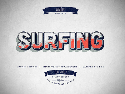 Retro Vintage Text Effects - Surfing old text retro shadow smart object style text text style type typography vintage