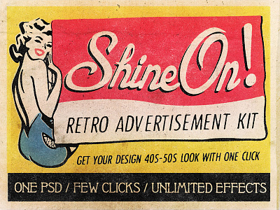 Shine On - Retro Advertisement Kit advertisement halftone illustrator matchbook matchbox matchcover paper press retro vector vintage