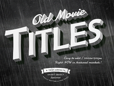 Old Movie Titles 3d bw classic movie retro shadow typography vintage