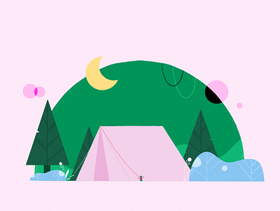 Camping 🌲 brush campinas camping cartoon design drawing glamping graphic illustration illustration design illustrator leaves plants procreate texture