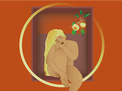 Golden Circle adobe art character circle creative face fruits gold illustration orang ui warm woman woman illustration