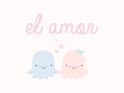 El Amor day illustration octopus valentines