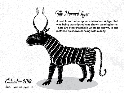 The Horned Tiger adobe artist black calendar civilization design graphic design grunge harappa illustration illustrator cc merch design merchandise merchandising monochromatic monochrome poster texture vector wacom intuos